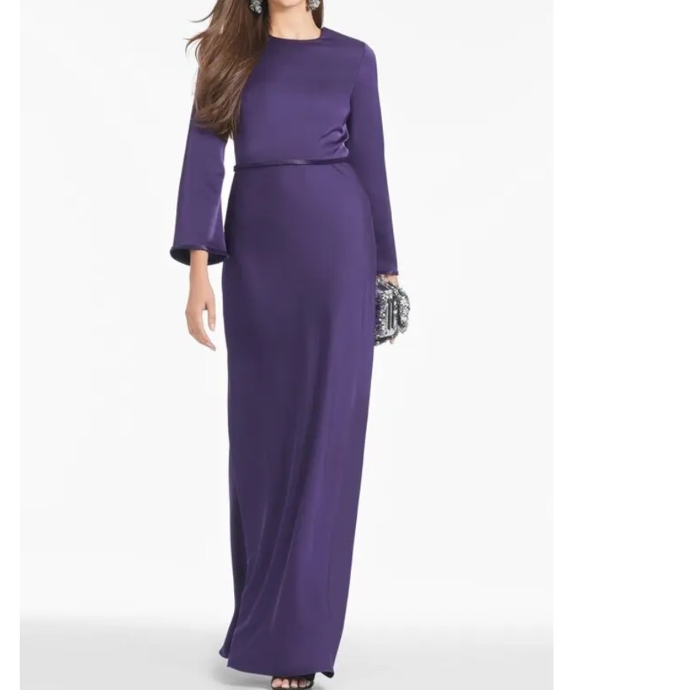 Sachin + Babi Long Sleeve Purple Evening Gown